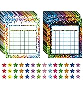 REGELETO 100 Pack Incentive Reward Chart for Kids, 2 Designs Incentive Behavior Chart with 2400 S...