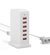 VPSUN 50W USB Charging Station for Multiple Devices,6 Port USB Tower Charger Block for Smartphone...