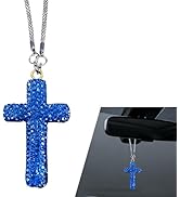 winterrock Cross for Car Rear View Mirror Charm, Bling Crystal Car Mirrors Hanging Ornament, Reli...