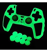 HLRAO Glow in The Dark PS5 Controller Skin,Green Anti Slip Soft Thicked Studded Silicone Cover Sk...