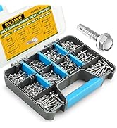 SVLING Self Tapping Screws Assortment Kit 450PCS, Stainless Steel 410 Self Drilling Screws for Me...