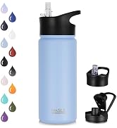 HASLE OUTFITTERS Insulated Water Bottle 16 oz Double Wall Vacuum Stainless Steel Water Bottle Lea...