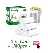 clear small 2.6 gallon trash bags, garbage bags, bathroom trash can bin liners, waste basket liner