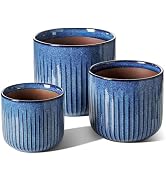 LE TAUCI Fluted Ceramic Plant Pots, 8.3/7/6 Inch Indoor Planters with Drainage Holes & Mesh, Mode...