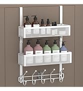 Aimeaihe Adjustable Over The Door Hooks Organizer, Door Hanger Coat Rack with 2 Mesh Baskets and ...
