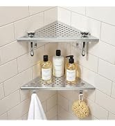 Glimflorus Brushed Nickel Corner Shower Shelf, 10" Recessed Shower Shelf 304 Stainless Steel with...