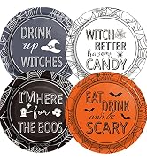 Halloween Party Paper Plates Supplies 7" Disposable Witch Party Dessert Plates Tableware Set Deco...