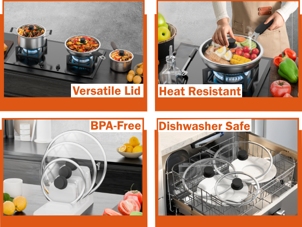CnSneg 8 Inch Pan Lid For Pots Pans and Skillets, Cast Iron Skillet Lid, Tempered Glass Pan Lids