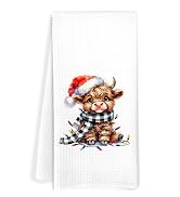 JOQUXI Buffalo Plaid Christmas Highland Cow Kitchen Towels