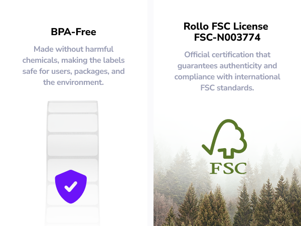 bpa free labels withour harmful chemicals safer labels in the envoronment fsc certified