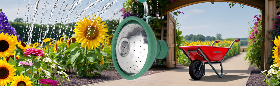 A lush, vibrant garden filled with blooming flowers and thriving plants, showcasing the product in u