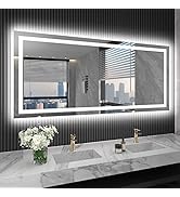 LOAAO 72X32 LED Bathroom Mirror with Lights, Anti-Fog, Dimmable, Backlit + Front Lit, Lighted Bat...