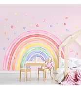 77" x 47" Large Rainbow Wall Decals Stickers for Girls Nursery Peel and Stick Watercolor Rainbow ...