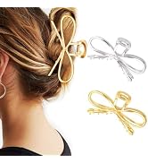 Banatra Bow Claw Clips Gold Medium Metal Hair Clips Fancy Hair Accessories for Women