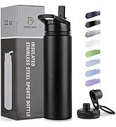 DOMICARE Insulated Water Bottle, 22 oz Vacuum Insulated Stainless Steel Reusable Sports Bottle wi...