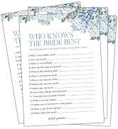 Isfvqyub Hydrangea Blue Floral Bridal Shower Games, Who Knows Bride Best Wedding Game Card, Engag...
