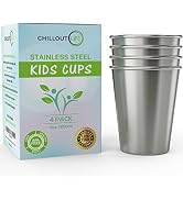 CHILLOUT LIFE Stainless Steel Cups for Kids and Toddlers 8 oz - Stainless Steel Sippy Cups for Ho...