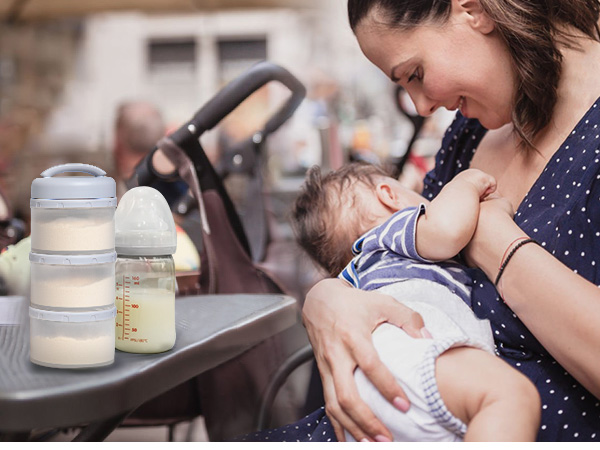 stackable baby formula dispenser container for travel on the go