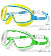 LEEIGGT 2 Pack Kids Swim Goggles, Anti-Fog UV Protection Swimming Goggles for Boys Girls Age 3-14...