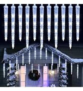 Joomer White Christmas Icicle Lights, 13FT 20 Tubes 90 LED 8 Modes Icicle Lights with Timer Funct...