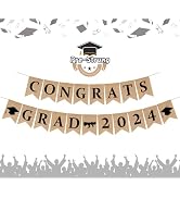 19pcs Burlap Congrats Grad Banner, Graduation Banner, Vintage Congratulations Graduate Banner 202...