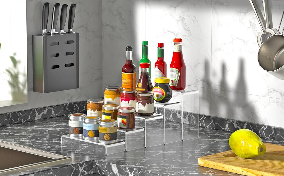 acrylic display risers perfume organizer stand clear cupcake shelf dessert shelves rectangular