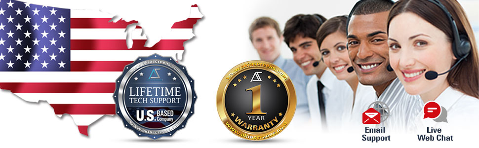 Akia screens life time tech email support 2 year live web chat us based stock