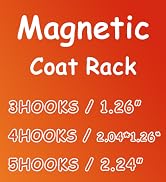 ULIBERMAGNET Magnetic Hooks,Heavy Duty Coat Magnetic Rack with 5 Hooks,Anti-Slip Strong Magnetic ...