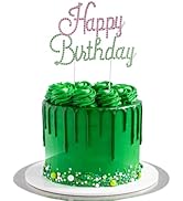 BAHABY Happy Birthday Cake Topper Pink & Green Rhinestones Wicked Themed Cake Topper for Birthday...