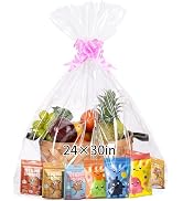 woric 12 Pcs Large Cellophane Bags for Gift Baskets 24x30 Inch Clear Gift Bags Cellophane Wrap fo...