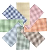 HHZZMIAO 8Pcs 18x22 Inch Gingham Cotton Checkered Plaid Vintage Homespun Fabric for DIY, Handmade...