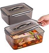 PitInnov 2 Pcs Brining Marinating Containers with Lid 12.5Quart & 8.3Quart Plastic Food Brining C...