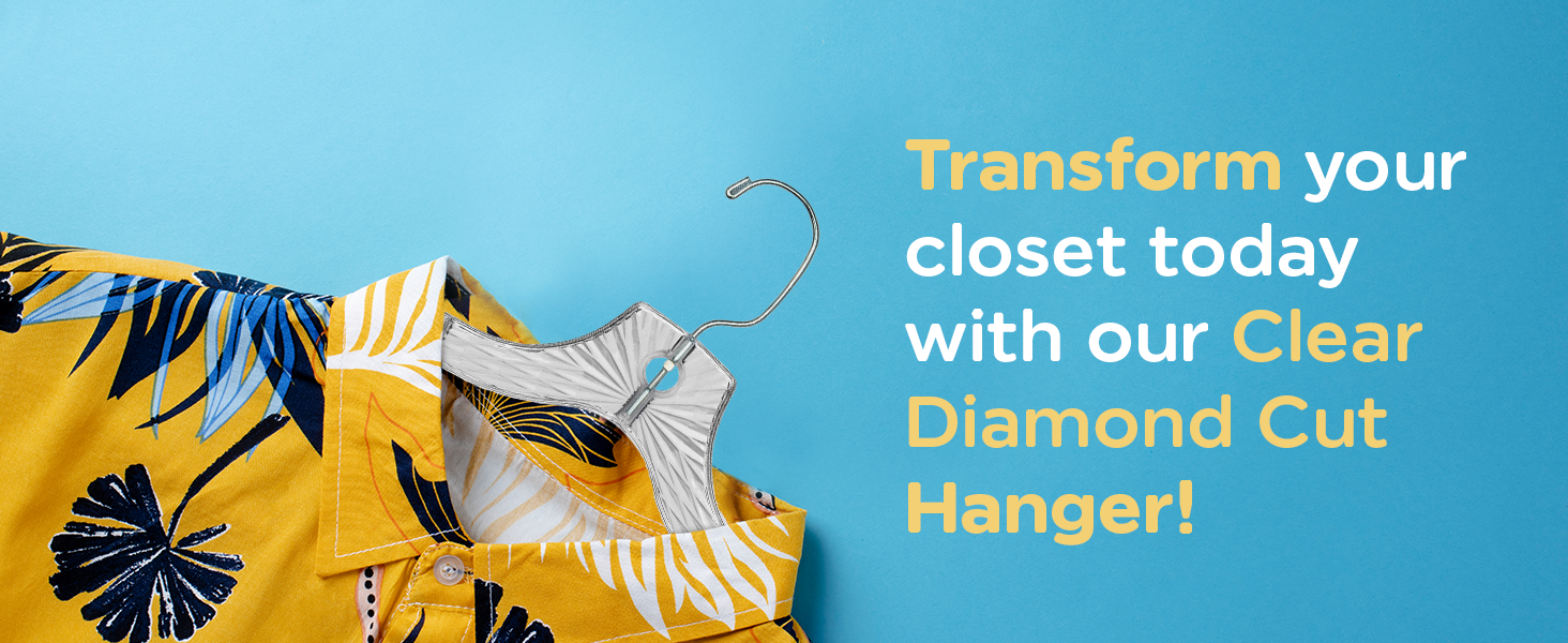 5501 Clear Plastic Hangers Premium A+ Content desktop image showing Crystal Cut Plastic Hangers