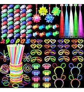 Glow in the Dark Party Supplies for Kids Adults, Light Up Party Favors with 57 LED Light Up Toys,...