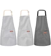 XLSXEXCL 3 Pack Stripes Kids Apron, Adjustable Kids Cooking Aprons with 2 Pockets, Cute Chef Baki...