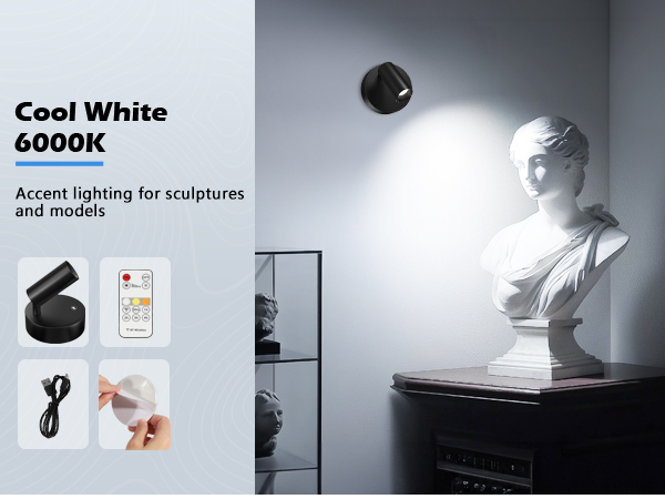 Adjustable brightness spotlights for displaying sculptures and model collections