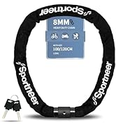 Sportneer Bike Lock: 8mm Thick High Security Anti Theft Bike Chain Lock with 2 Keys- 3.2/4ft Long...