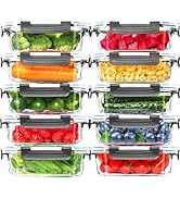 Skroam 10 Pack Glass Meal Prep Containers, Glass Airtight Food Storage Containers with Lids, Pant...