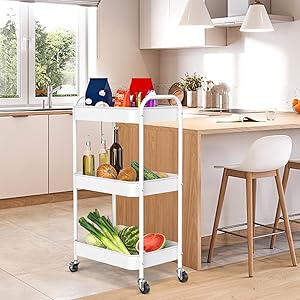 3 Tier Rolling Metal Storage Carts