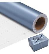 woric Blue Wrapping Paper Roll 17 In X 33 Ft Gray Blue Birthday Gift Wrap | Matte Solid Color Wra...