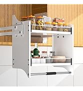 Pull Down Shelf, 22-35.8 Inch 2-Tier Organizer for Upper Cabinets - Fits 30-32 Inch Wide Upper Ca...