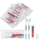 Disposable Toothbrushes with 45 Grams Toothpaste Individually Wrapped, Travel Kit Whit Plastic Zi...