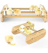 Ensayeer Bamboo Chick Perch with Mirror and Mini Roosting Bar Set for coop and brooder(2 Pack), T...