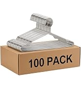Hangers 100 Pack Clothes Hangers, Non Slip Coat Hanger Clothing Hanger Heavy Duty Metal Wire Hang...