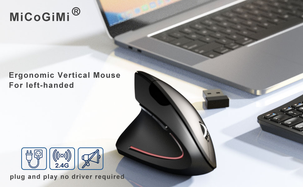Left handed ergonomic vertical mouse