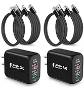 40W USB C Charger Block, OKRAY 2Pack 4-Port Type C Fast Charging Cube PD+QC Multiport Power Adapt...