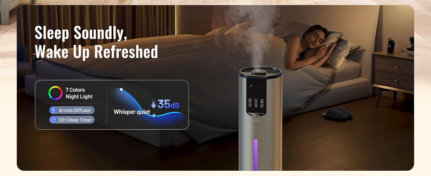 Humidifiers for bedroom, Humidifiers large room up to 500 sq ft, Easy to Clean Humidifier