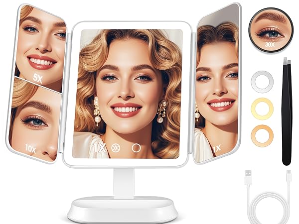 White makeup mirror