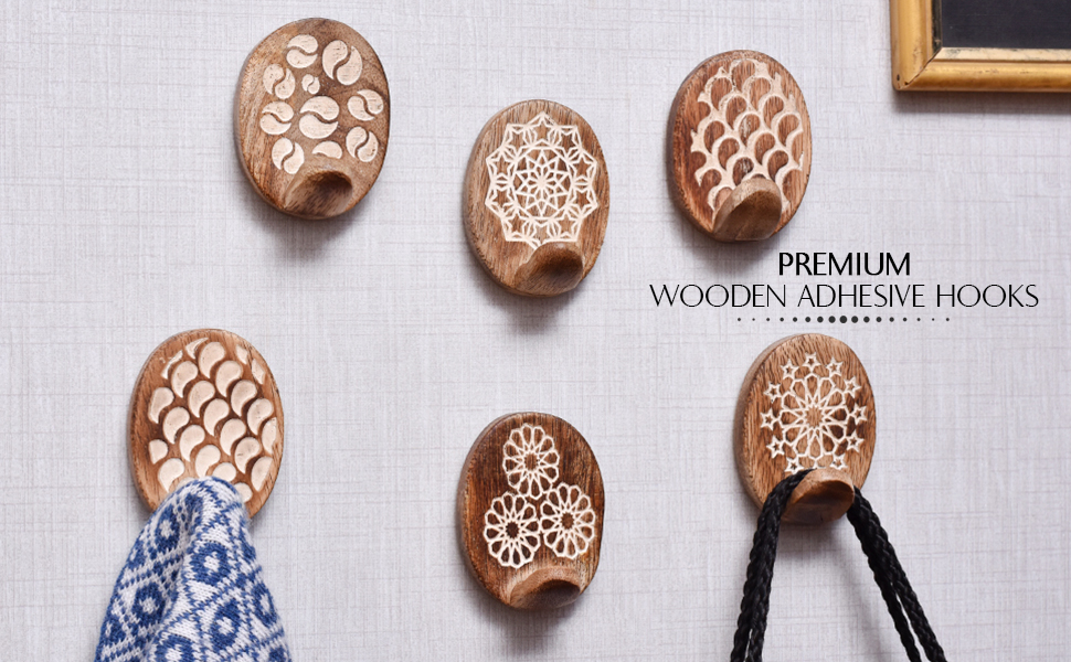 Small Adhesive Wooden Hooks for Hand Towel
