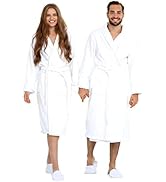 BIOLINEN 100% Cotton Terry Shawl Collar Bathrobe with Slippers – One Robe, Plush Spa Robe for Men...